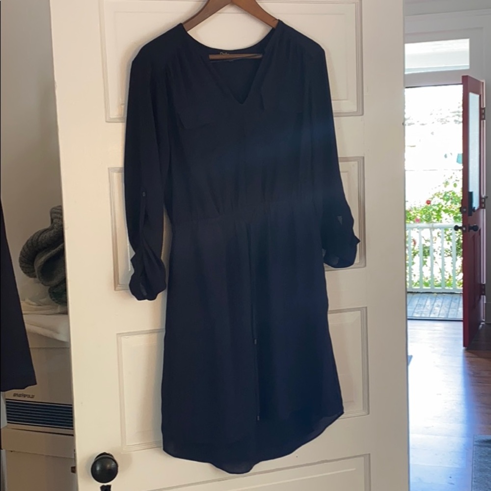 Navy dress, shirt dress style, Size 4
